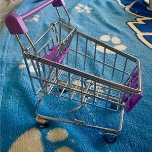 Mini Chrome Shopping Cart with Purple Accents